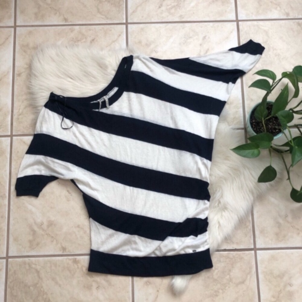 Guess Striped One Shoulder Sweater
